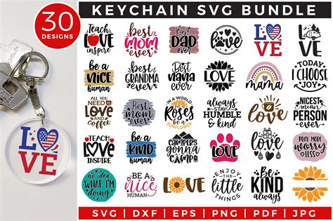 keychain SVG Bundle | 30 Designs | Creative Market