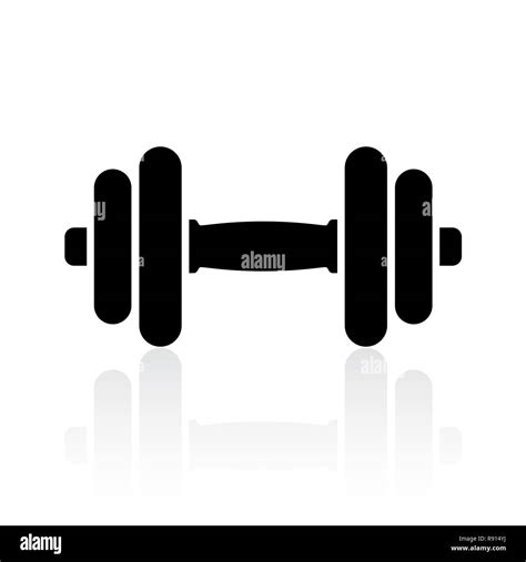 Black dumbbell icon with reflection on white background Stock Photo - Alamy