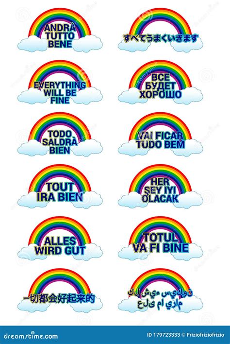 Rainbow Symbol of Hope, Symbol of the Fight Against the Virus, Many Languages Stock Vector ...