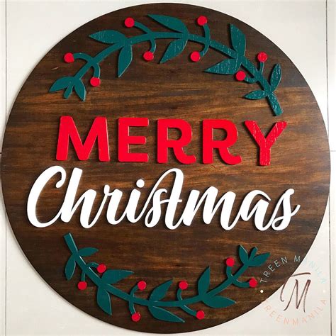 Merry Christmas Round Wood Sign – Treen Manila