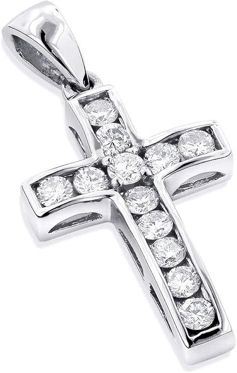 Men's 1.92 Ct Round Diamond Cross Charm Pendant Necklace Over 14k White ...