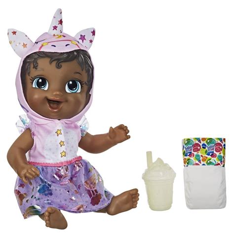 Baby Alive Tinycorns Doll, Unicorn, Accessories, Drinks, Wets, Black Hair Toy for Kids Ages 3 ...