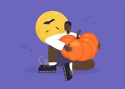 Premium Vector | Halloween moon and pumpkin