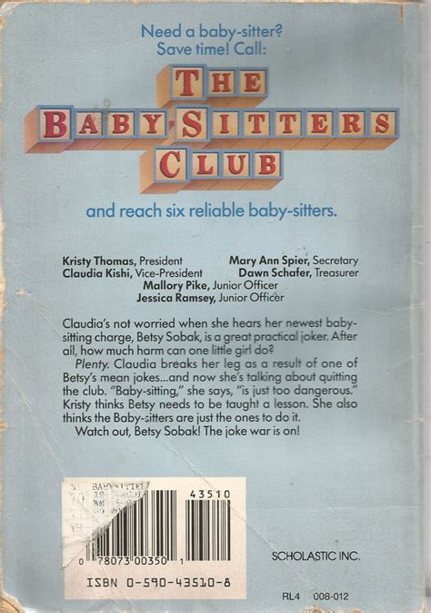 Claudia and The Bad Joke by Ann M. Martin- The Baby- Sitters club #19- pb