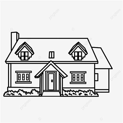 Bush Hangat Rumah Kecil Villa Rumah Clipart Hitam Dan Putih, Rumah Clipart Hitam Dan Putih, Atap ...