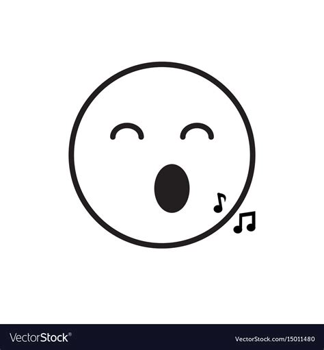 Smiling cartoon face sing positive people emotion Vector Image