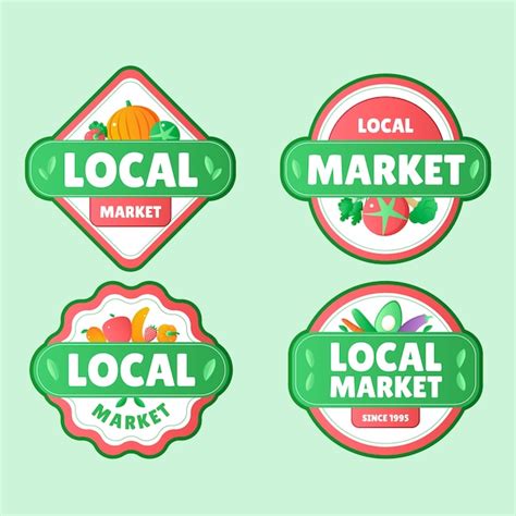 Free Vector | Gradient local market business labels collection