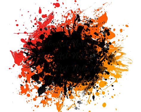 Background Paint Splatter Orange Black Splash Frame Splatter Background Printable Artwork I ...