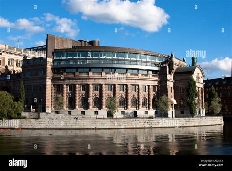 swedish parliament building in central Stockholm. Building is located ...