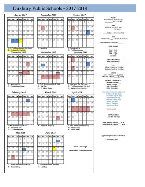 Duxbury Public Schools Calendar 2022 - Schoolcalendars.net