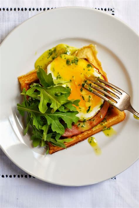 Arugula Eggs Benedict with Herbed Waffles | kumquat | gluten-free recipes