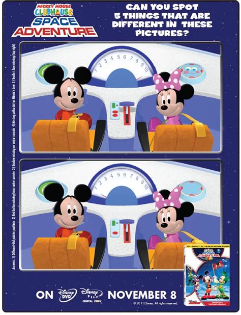 Mickey Mouse Clubhouse Space Adventure Spot the Difference Printable – Printables for Kids ...