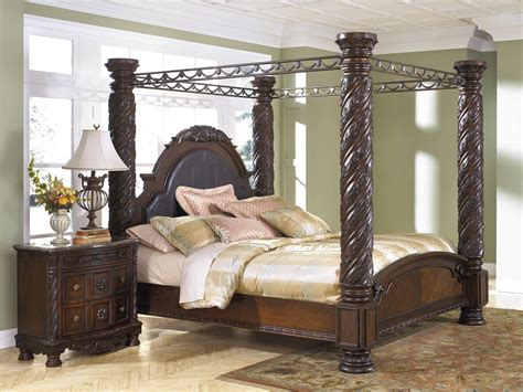 Buy Ashley North Shore King Canopy Bedroom Set 5 Pcs in Dark Brown ...