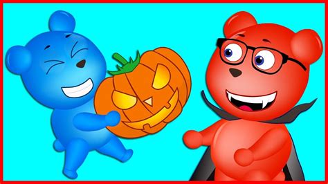 Mega Gummy Bear Scare The Halloween Finger Family Nursery Rhymes for kids Toys Fun - YouTube