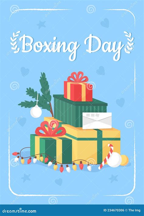 Boxing Day Poster Flat Vector Template Stock Vector - Illustration of ...