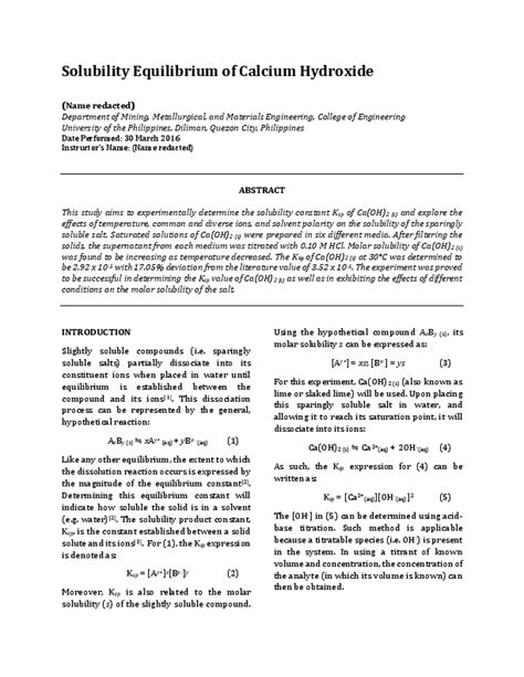 (PDF) Solubility Equilibrium of Calcium Hydroxide | Altan Jace Alvarez - Academia.edu