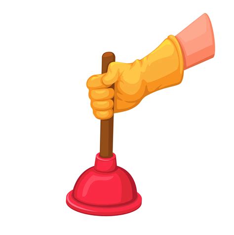 Hand wear glove holding toilet plunger symbol cartoon illustration ...