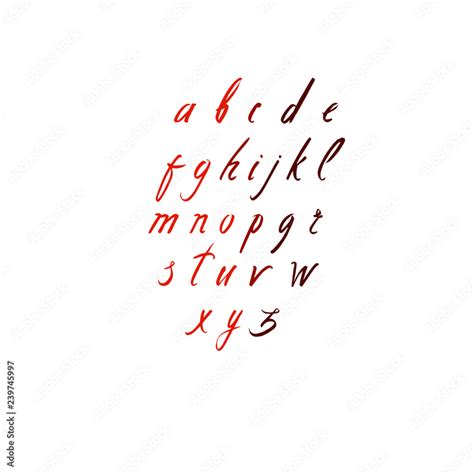 Vector handwritten brush script, calligraphy alphabet on white ...