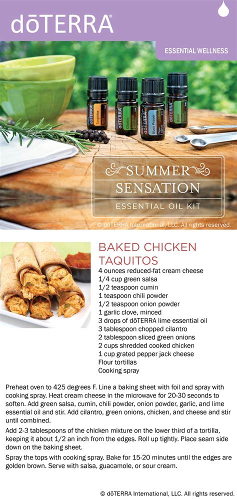 Here is a recipe for baked chicken taquitos made with dōTERRA lime essential oil. | Doterra oils ...