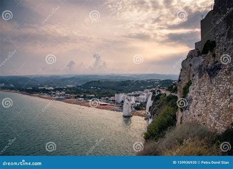 Panorama Beach of Pizzomunno Rock, in Vieste, Gargano Coast, Apulia, South of Italy, Ay Sunset ...