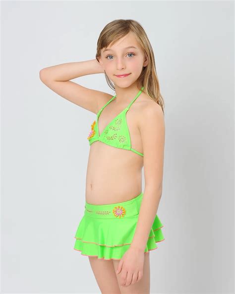 HIHEART 2015 Brand Girls Bikini Swim Skirt Children Skirted Bathing Suit 3D Floral Swimwear ...