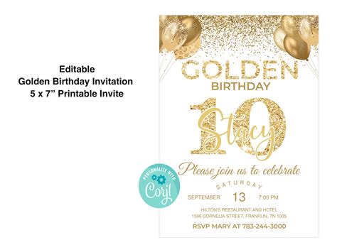 Golden Birthday Invitation Gold Glitter Birthday Invitation - Etsy