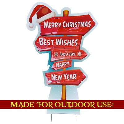 MERRY CHRISTMAS SIGNPOST Plastic Outdoor YARD SIGN Standee Standup FREE ...