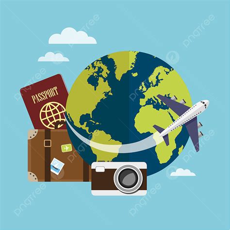 Travel Around Vector Art PNG, Traveling Around The World By Plane, Passport Clipart, Air ...