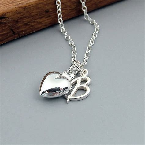 Heart And Initial Necklace In Sterling Silver By Wished For