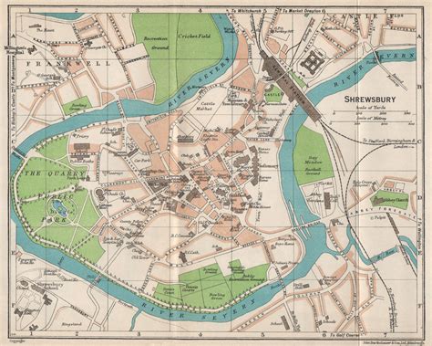 SHREWSBURY. Vintage town city map plan. Shropshire 1950 old vintage chart