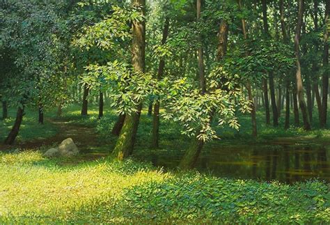 Jung-Hwan An.~ Oil Painting Nature, Forest Painting, Acrylic Oil Painting, Nature Paintings ...