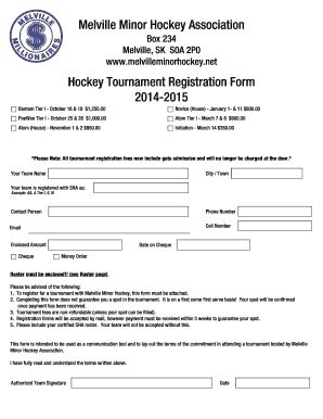 Hockey Tournament Form - Fill and Sign Printable Template Online