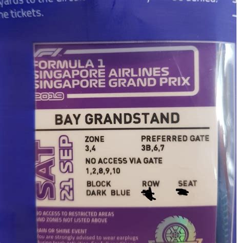 Singapore GP Saturday Bay Grandstand Tickets, Tickets & Vouchers, Local ...