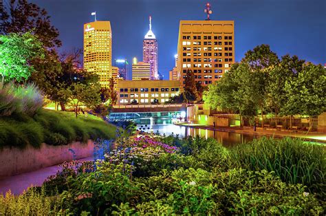 Downtown Indianapolis Skyline At Night Photograph by Gregory Ballos