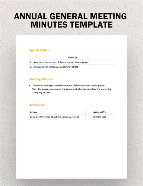 Annual General Meeting Minutes Template - Word, Google Docs, PDF, Apple ...