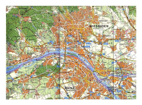 Detailed map of Wiesbaden city area | Wiesbaden | Germany | Europe | Mapsland | Maps of the World