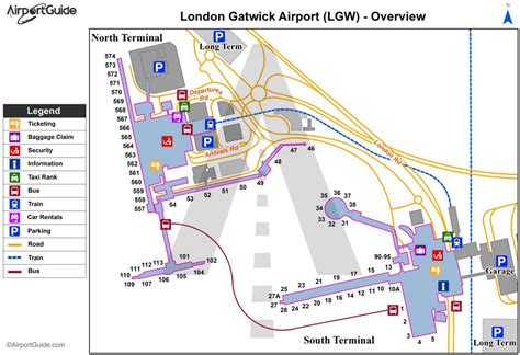 El aeropuerto de Gatwick mapa - Gatwick mapa (Inglaterra)