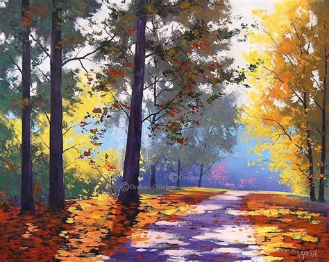 Autumn OIL Painting, Autumn scene, colorful trees, fall landscape, road ...