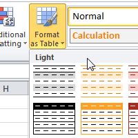 Excel 2010: Formatting Tables