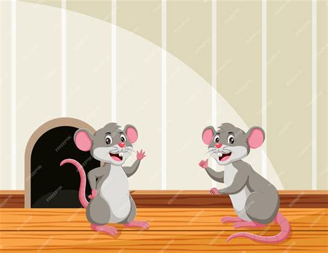 Premium Vector | Cartoon cute mouse in the house Vector illustration