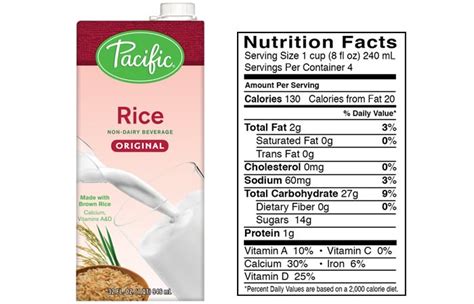 Rice Milk Nutrition Label | Images and Photos finder