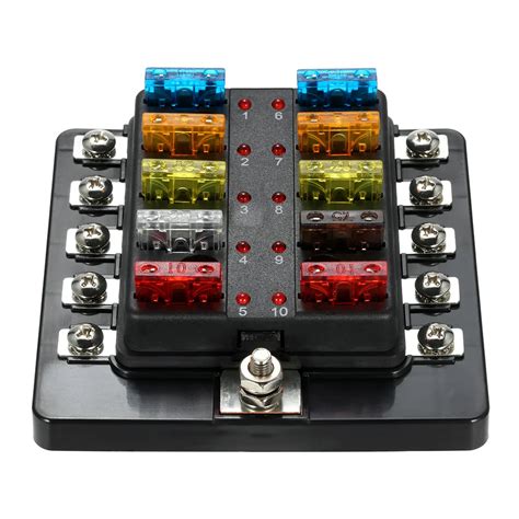 10 Way Blade Fuse Box with LED Indicator Fuse Block for Car Boat Marine ...