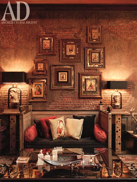 The #living #room of Mannat — Gauri and Shah Rukh Khan’s #Mumbai #home. #Rustic, #Faux #brick # ...