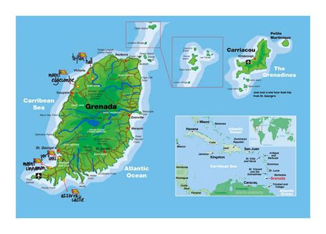 Detailed map of Grenada with airports and other marks | Grenada | North ...