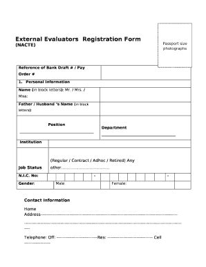 PK NACTE External Evaluators Registration Form - Fill and Sign Printable Template Online