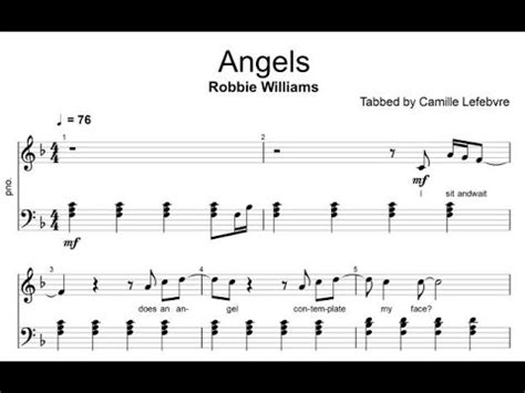 Robbie Williams - Angels piano sheet music - YouTube