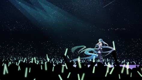 blue hair, blue eyes, long hair, anime, anime girls, Hatsune Miku, Vocaloid, concert hall ...