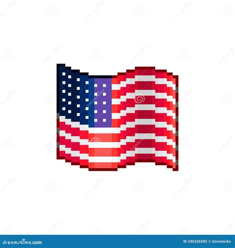 Simple Vector Flat Pixel Art Illustration of Waving Flag of USA Stock ...