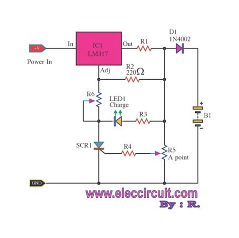 4 Lead acid battery charging circuit using LM317