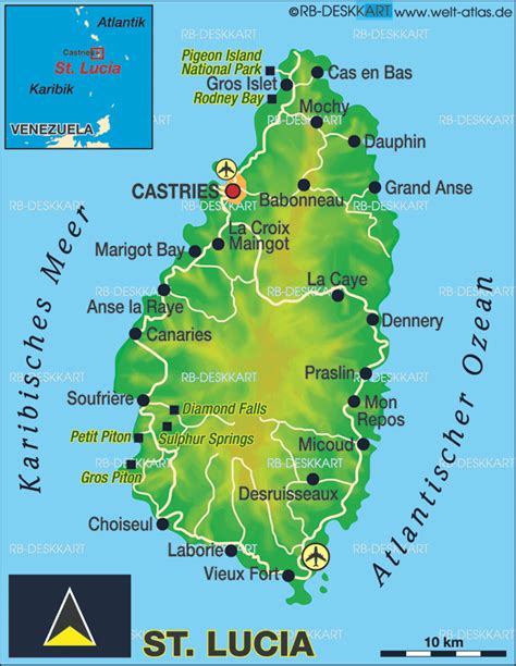 Map of St. Lucia - Map in the Atlas of the World - World Atlas | St lucia vacation, St lucia ...